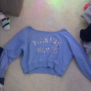Blue 'Making Waves' Cropped Sweatshirt